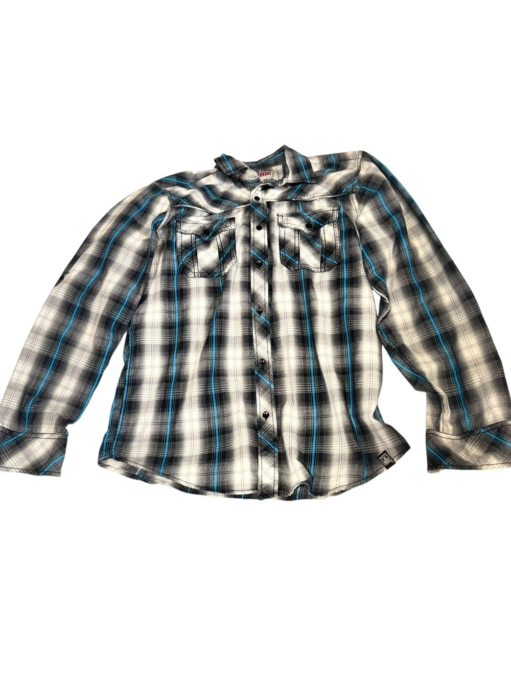 Machine Size Medium Plaid Shirt in Blue and Black
